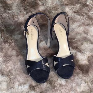Kelly&Katie Navy Strappy Kitten Heels